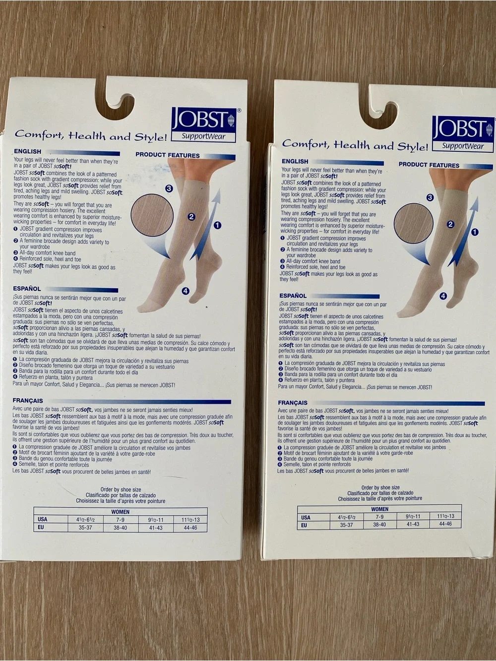 JOBST soSoft Support Wear Mild Compression 8-15 mmHg Knee Highs - Sand and Black